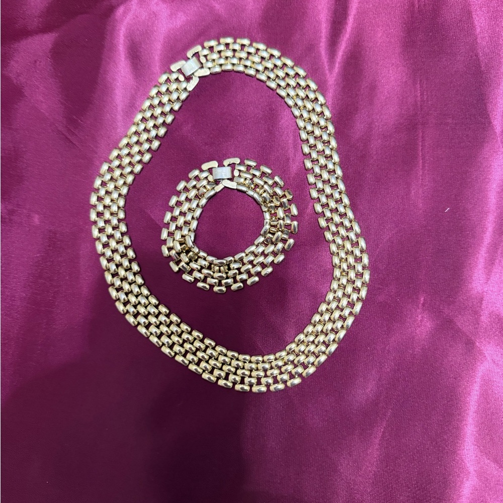 Gold-Tone Link Necklace and Bracelet Set - Women Jewelry